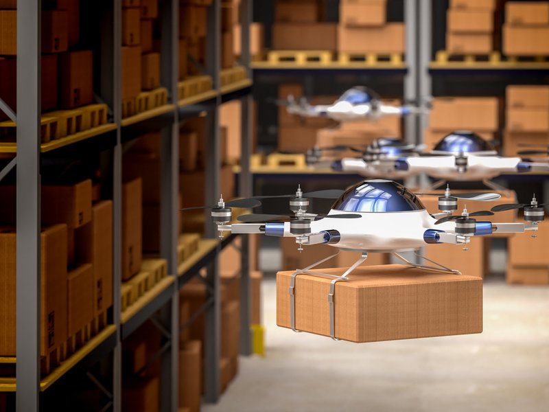 drone in warehouse